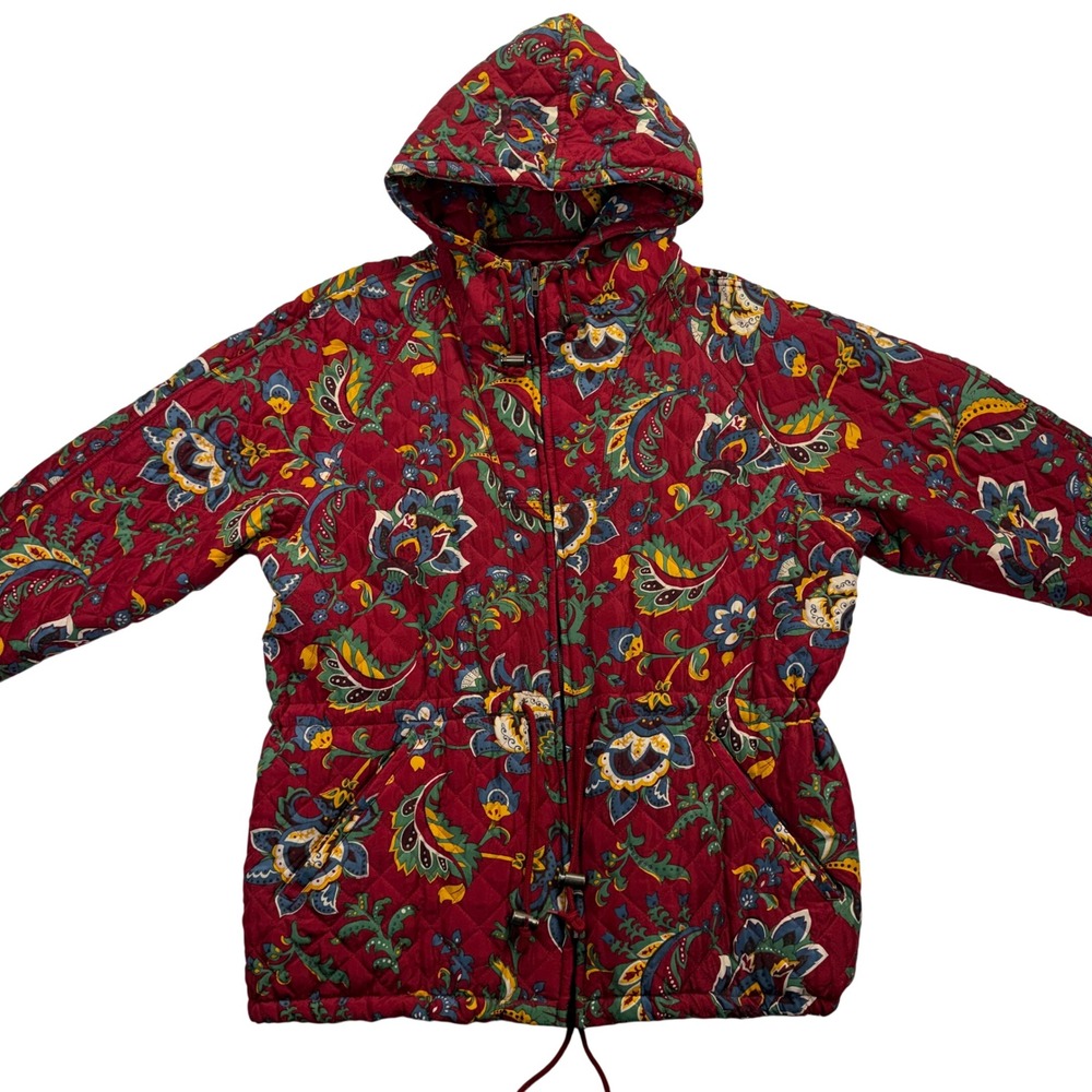 The‎ Limited Quilted Silk Jacket Womens M Red Paisley Art-To-Wear Grandmacore - Picture 3 of 10